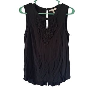 3/$20 Pale Sky Sleeveless Crochet-Front Blouse in Black